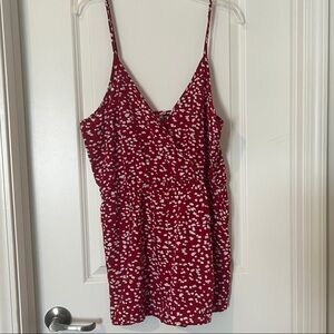Red patterned romper